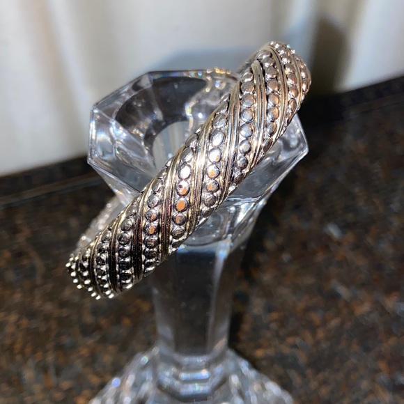 Silvertone Hinged Bracelet - Picture 1 of 11